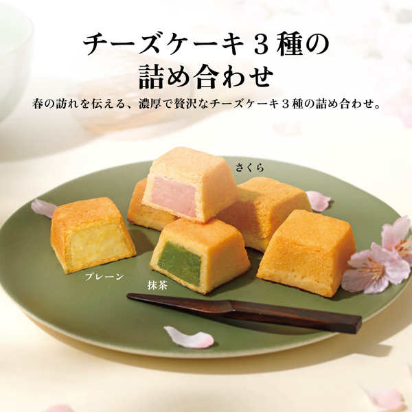 チーズケーキ3種 各1個⼊（さくら・プレーン・抹茶）│チーズケーキ