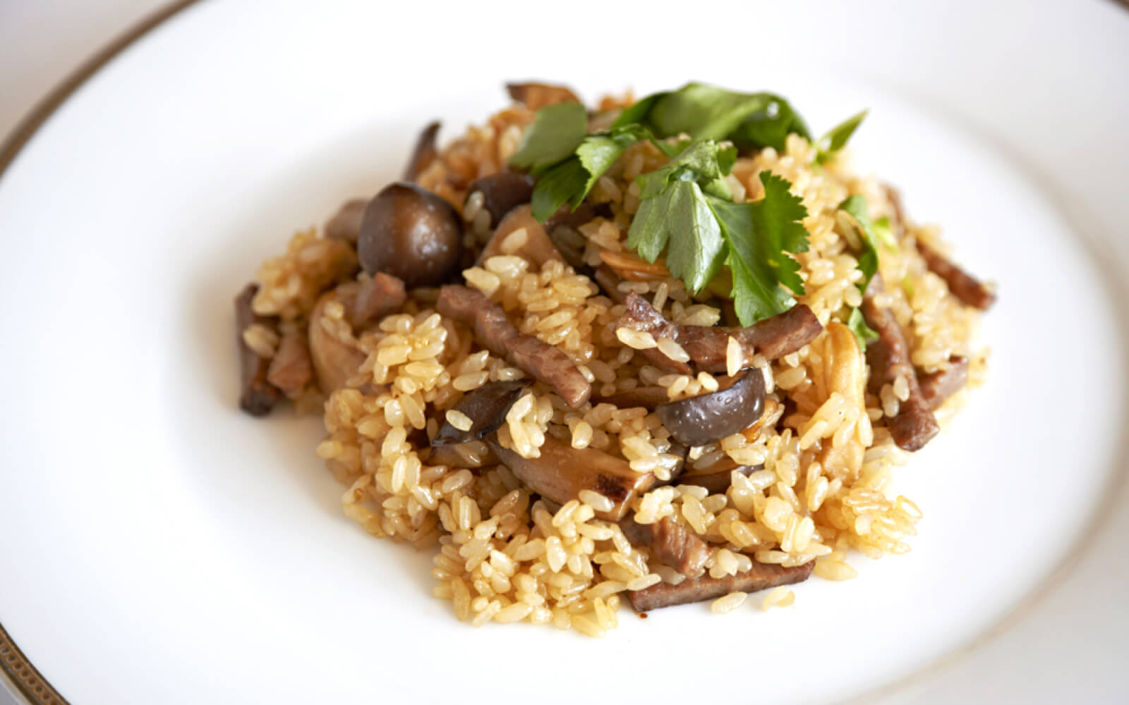 和牛ときのこの和風ピラフ
Japanese Pilaf with Wagyu and Mushrooms